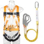 CHAMSUREUK Height Safety Fall Arrest Kit, 5 Point Safety Harness, Universal Size, Rated to 100kg/220lb with 2 Big Buckles and 2 2m Lanyards Approved EN355, EN354 and EN361