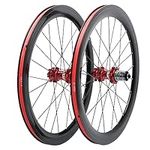 FARUTA 20" Road Bike Wheelset, 24 Spokes Disc Brake Bike Rim, Aluminum Alloy 40mm Clincher Wheelset, for 8-10 Speed Cassette Bicycle Wheels,Red