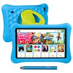 AWOW 10.1 inch Kids Tablet with KIDOZ, Android 13, Quad Core, 12GB+128GB, Kids-Proof Case, Stylus Pen, Parental Controls, Dual Cameras - Blue