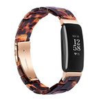 Wongeto Replacement Strap Compatible with Fitbit Inspire 2 Strap,Inspire Strap,Inspire HR Strap,Women Girls Resin Band Wristband for Fitbit Inspire Fitness Tracker (Rose Gold+Tortoise)