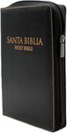 Biblia Bilingue Reina Valera 1960 con King James Version, imitacion piel, Negro con Indice y zipper para mujer y hombre/ Bilingual Bible Spanish English RVR 1960, Black with Index