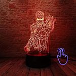 althiqahkey Light-Up Toys - Light-Up Avengers Iron Man Model 3D Illusion LED Sleeping Nightlight Colorful Light Spiderman Marvel Thonas Figure Toys