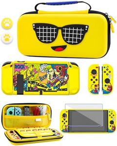 GLDRAM Yellow Carrying Case for Nintendo Switch, Accessories Bundle for Fortnite Peely with Portable Travel Storage Bag, PC Protective Skin Cover for Console & Joycon, Screen Protector & Thumb Cap