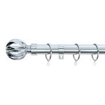 A.Unique Home Geo Ball Metal Extendable Curtain Pole With Rings and Fittings, In a Variety of Colours and Sizes (25/28mm) (Nickel, 180cm - 340cm, 71" to 134" Approx)