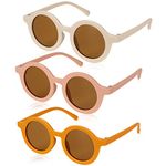 FRIUSATE 3 Pcs Kids Sunglasses Girls, Baby Sunglasses Round Sunglasses UV 400 Glasses Classic Retro Sunglasses Eyewear for Girls Boys Age 1-8