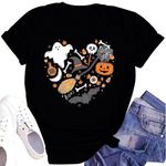 LINZEOO Womens Halloween Night Shirt Pumpkin & Ghost T-Shirt Halloween Party Shirts