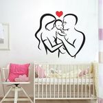 INKFENCE 68 cm Wall Decal Sticker Mom and Dad Baby Love Wall Sticker Self Adhesive Sticker (Pack of 1)