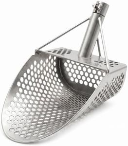 CKG Sand Scoop for Metal Detecting Heavy Duty Sand Sifter Scoop Stainless Steel 304, Metal Detector Scoop Shovel for Treasure Hunting Beach & Metal Detector Accessories, Pro