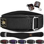 EVO Fitness Weight Lifting Belt AUTO LOCK 6.5” Neoprene Padded Back Lumbar Support Gym Training Exercise Workout Bodybuilding Powerlifting Deadlifts Squats with 18" Wrist Wrap (Medium, Black)