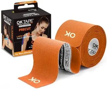 OK TAPE Kinesiology Tape 10 inches Precut, 20 Strips, Cotton Elastic Athletic Tape Latex Free, 2inch x 16ft, Orange