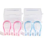 OMBRISA Nose Clip Swimming, Swimming Nose Clip Kids Adult 4Pcs, Silicone Plastic Waterproof Clear Colorful Nose Clip with Storage Box, Training Water Sports Outdoor Activities Pool Accessories