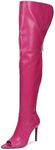 Cape Robbin Toxic Faux Snake Thigh High Over The Knee Boots for Women - Peep Toe Booties Women - Stiletto High Heel Boots for Women - Zipper Fashion Dress Boots - Fuchsia Size 6.5