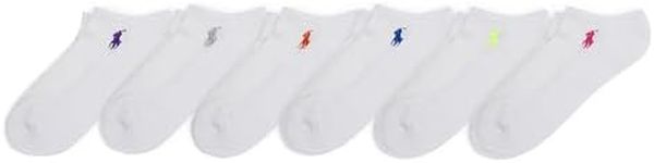 Polo Ralph Lauren Women's Performance Cotton Low Cut Socks-6 Pair Pack-Breathable Mesh & Sport Cushioning, White Assorted, 8-10 UK