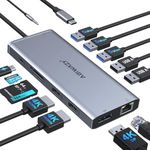 USB C Laptop Docking Station Dual HDMI Monitor 13 in 1 USB C Hub with Multiport Adapter Dongle with 2 HDMI, DP, Ethernet, PD Charging, 3 USB 3.0, 2 USB 2.0, SD/TF, Mic/Audio for Dell/HP/Lenovo/Surface