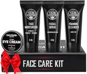 Viking Revolution Mens Facial Skin Care Kit - Includes Rejuvenating Face Moisturizer (5oz) Microdermabrasion Facial Scrub (5oz) Foaming Cleanser (5oz) Eye Cream (1oz)