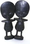 Shophaven African Ashanti Fertility Idols (Set of 2) - 7-8", Hand Carved Ashanti Fertility Idols- Set of 2, African Sculpture, Handmade African Art