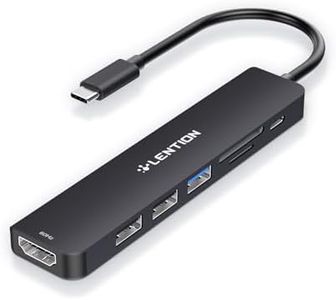 LENTION USB C Hub with 100W Charging, 4K@60Hz HDMI, Dual Card Reader, USB 3.0 & 2.0 Compatible 2024-2016 MacBook Pro, New Mac Air/Surface, Chromebook, More, Stable Driver Adapter (CB-CE18p.Black)