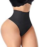 Butt Lifter Thong Shapewear for Women Tummy Control Panties Seamless Slimming Body Shaper Underwear, Black, Small