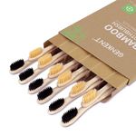 GENKENT 12 Counts Bamboo Toothbrush Eco Friendly Natural Charcoal Toothbrushes with BPA Free Soft Bristles