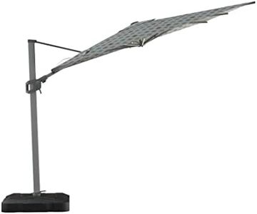 Midtown Umbrellas 10x10 Ft Outdoor Cantilever Patio Umbrella w/Sunbrella Heather Tan Fabric - Tilt 360° Rotate Offset Patio Umbrella, Deck Patio Umbrella, Backyard Umbrella & Garden Umbrella - Silver Frame