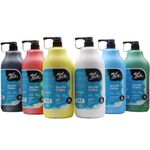 Mont Marte Discovery School Acrylic Paint Set, 6 Basic Colors, 1/2 Gallon (2 Liter), Ideal for Students and Artists. Excellent Coverage and Fast Drying. Pump Lid Included.