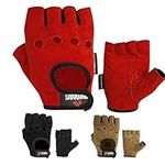 Met-X Weightlifting Gloves Small, Fingerless Leather Gloves, Breathable Extra Grip Bodybuilding, Workout, Exercise, Cycling, Training Accessories, Fitness Gym Equipment (Red, S)