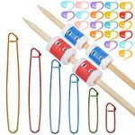 Basic Knitting Tools Accessories, Including 4 Pieces Row Counters in Different Sizes, 20 Pieces Knitting Crochet Locking Stitch Markers and 6 Pieces Assorted Size Stitch Holder Set