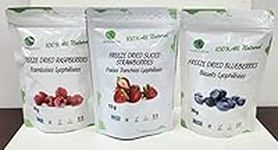 Freeze Dried Berries Varies pack - Raspberries/Blueberries/Strawberrie, 100% Fruit - Grown in Canada, Delicious Fruit Snacks (3)