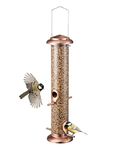 iBorn Metal Bird Feeders Metal Bird Feeder Copper for Outdoors Hanging All Metal Copper Finishing 15 Inch 4Port,Pack of 1(Seed is not Included)