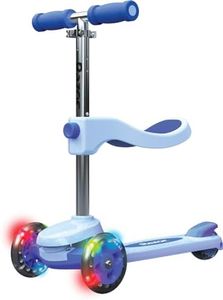 Razor Rollie, 3-Wheel Scooter for Younger Children, Seated and Stand-Up Riding Options, Light Up Wheels for Ages 2 1/2-4, Adjustable Handlebars, Kick Scooter, Blue