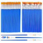 Small Paint Brushes Bulk, Anezus 100 Pcs Paint Brushes for Acrylic Paint Brushes Set with Flat and Round Pointed Paint Brushes Craft Paint Brushes for Classroom Watercolor Canvas Face Painting