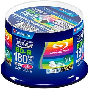 50 Verbatim Blu Ray 25 Gb Bd-r Single Layer 6X Speed Original Spindle Printable Blueray