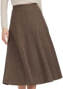 GOELIA Plaid Skirts for Women Winter Spring Women's Washable Wool Skirts Solid Warm Holiday A Line Midi Skirt