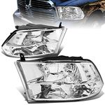 Dodge Ram Pair of Chrome Housing Clear Corner Quad Headlight Lamp - 4th Gen DS/DJ/D2