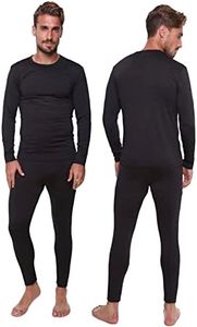 Thermal Underwear for Men Long John Set for Cold Weather Mens 2 pc Long Sleeve Shirt and Leggings Fleece Base Layer Thermals, Black, 3X-Large