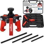 AutoWanderer Tool Harmonic Balancer Puller with Adjustable 3-Jaw Puller Kit, Forcing Screw Fits a 3/8" Square Drive and 4 Forcing Rods for Removing Harmonic Dampers & Balancers
