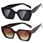 kimorn Sunglasses for Women Men Trendy Retro Trendy Sun Glasses 90’s Vintage Y2K Oversize Square Frame Shades Sunnies K1354 (Black+Tortoiseshell Frame Gradient Brown Lens)