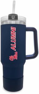 Campus Colors Collegiate 40oz Stainless Steel Travel Tumbler with Handle for Alumni - Vacuum Insulated, Dual Lid & Straw, For Grads