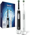 Oral-B Pro 1000 Electric Toothbrush Twin Pack, Black and White, Rechargeable Power Toothbrush, 2 Count