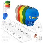 PENGARO Hat Stand for Baseball Caps Display, 2 Pack Acrylic Hat Organizer for 14 Baseball Caps Organizer Hat Racks Display Hat Holder Storage for Closet Dresser Entrance Bedroom Wall No Drilled, Clear