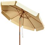 TANGZON 3M Patio Umbrella, UPF50+ Protection Tilting 8-Rib Garden Parasol with Valance, Outdoor Folding Waterproof & Windproof Sun Shade for Patio, Yard, Beach and Poolside (Beige)