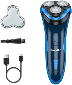 SweetLF Electric Shaver for Men, 3D Rotating Head, USB-C Fast Charging, IPX7 Waterproof, Pop-Up Trimmer, Ergonomic Design for Wet & Dry Shaving