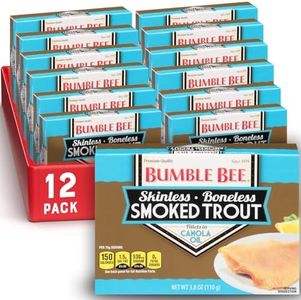 Bumble Bee Skinless & Boneless Smoked Trout Fillets, 3.8 oz Cans (Pack of 12) - 17g Protein per Serving - Gluten Free - Great Snack or Use in Seafood Recipes