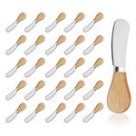 25 Piece Small Cheese Spreader Set, Stainless Steel Butter Spreader, Mini Butter Knife Spreader with Wooden Handle for Grill Plates, Sandwiches, Cocktail Spreaders