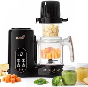 Grownsy Baby Food Maker with Dual-Layer Steam Basket | Baby Food Processor for Starting Solids & Babies 6+ Months | Steamer Blender & Puree Machine for Healthy Baby Food, BPA-Free,Black & Gold