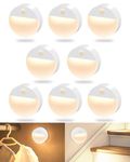 FLOWood Motion Sensor Night Light, 8 Pack LED Motion Sensor Stair Lights with Battery On/Off Automatic for Bedroom