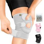 BRACOO Adjustable Compression Knee Patellar Pad Tendon Support Sleeve Brace for Men Women - Arthritis Pain, Injury Recovery, Running, Workout, KS10 (Grey)