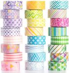 YUBBAEX 24 Rolls Washi Tape Set Basic Skinny Masking Decorative Tapes for Arts, DIY Crafts, Journals, Planners, Scrapbooking, Wrapping (Mini Graphics)