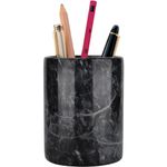 Pen Holder, Marble Pen Holder for Desk,Makeup Brush Holder, Stand for Desk Marble Pattern accessories Pencil Cup for Kids Durable Desk Organizer Ideal Gift for Home, Office（Black)