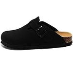 BDKNBHG Boston Clogs for Women Men Suede Platform Clearance Mules Slip-On Potato Shoes Antislip Sole Slippers, Black 01, 8-9 Women/7.5-8.5 Men